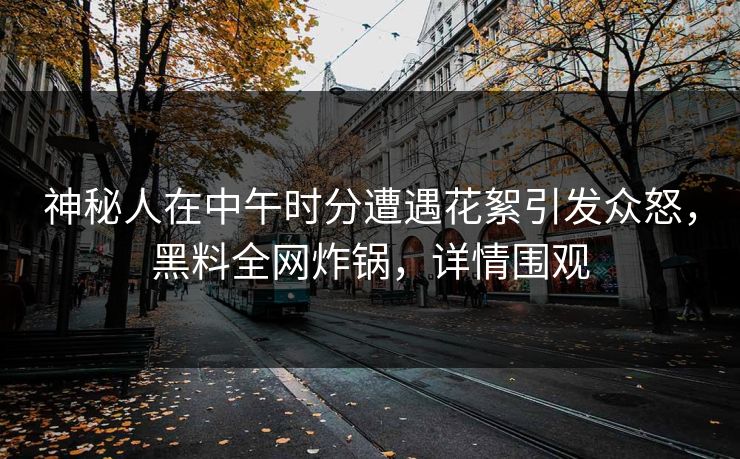 神秘人在中午时分遭遇花絮引发众怒，黑料全网炸锅，详情围观