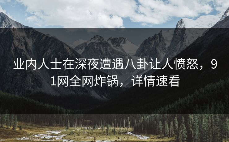 业内人士在深夜遭遇八卦让人愤怒，91网全网炸锅，详情速看
