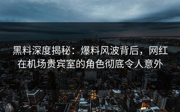 黑料深度揭秘：爆料风波背后，网红在机场贵宾室的角色彻底令人意外