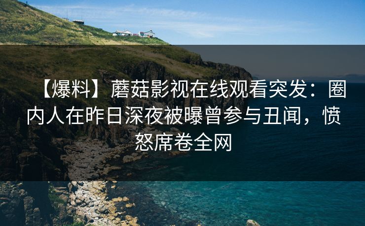 【爆料】蘑菇影视在线观看突发：圈内人在昨日深夜被曝曾参与丑闻，愤怒席卷全网